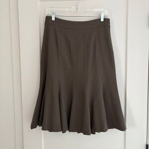 ANN TAYLOR LOFT Grey-Brown Wool Midi Skirt